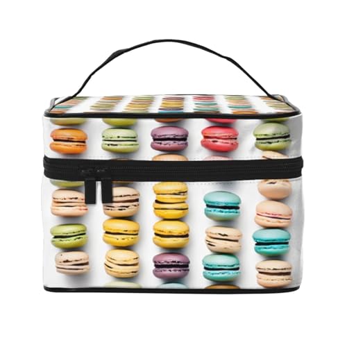 Make-up-Tasche mit großem Fassungsvermögen, für Damen und Herren, tragbar, Kosmetik-Organizer, Kulturbeutel für Reisen/Sport/Fitnessstudio/Yoga (Macaron-Keksgeschmack, Gebäck), bedruckter von JCVYTSDLK