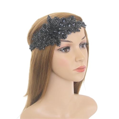 Feder-Kopfschmuck für Damen 1920er-Feder-Stirnband, 20er-Jahre-Perlen-Showgirl-Kopfschmuck(Black) von JCXIOC