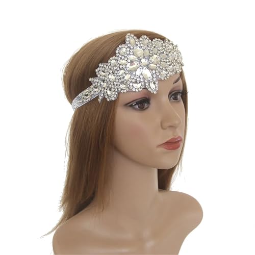 Feder-Kopfschmuck für Damen 1920er-Feder-Stirnband, 20er-Jahre-Perlen-Showgirl-Kopfschmuck(WHITE) von JCXIOC