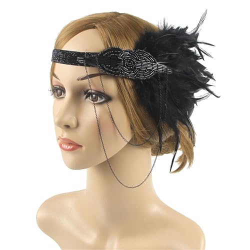 Feder-Kopfschmuck für Damen 1920er Jahre Kopfschmuck Feder Stirnband Vintage Frau Unisex Party Wear Dekor Haarschmuck Feder-Kopfschmuck für Damen 1920er Jahre Kopfschmuck Feder Stirnband Vintage Frau Unisex Party Wear Dekor Haarschmuck von JCXIOC