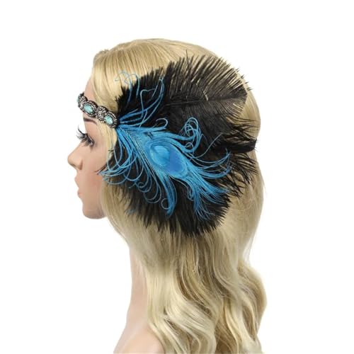 Feder-Kopfschmuck für Damen 1920er Jahre Kopfschmuck Feder Stirnband Vintage Frauen(Blue) von JCXIOC
