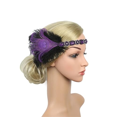 Feder-Kopfschmuck für Damen 1920er Jahre Kopfschmuck Feder Stirnband Vintage Frauen(Purple) von JCXIOC