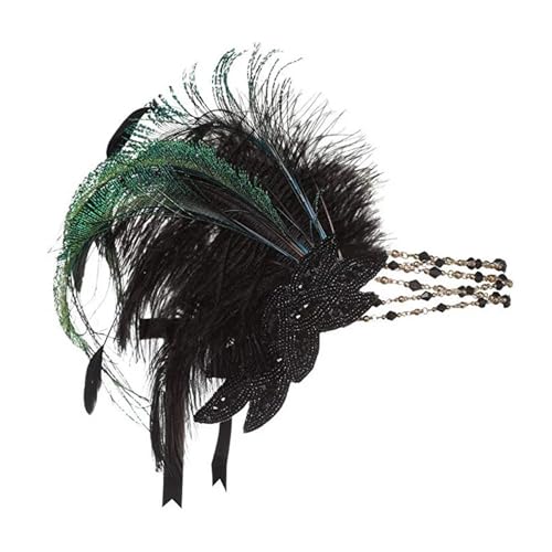 Feder-Kopfschmuck für Damen 1920er Jahre Kopfschmuck Feder Stirnband Vintage Gummiband Strickwärmer Wickelkopfbedeckung von JCXIOC