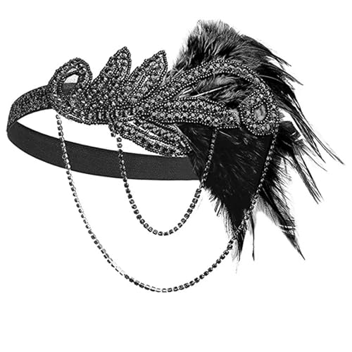 Feder-Kopfschmuck für Damen 1920er Jahre Kopfschmuck Frauen Vintage schwarze Feder Stirnband Party Schmuck(Brown) von JCXIOC