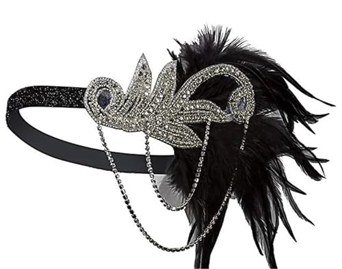 Feder-Kopfschmuck für Damen 1920er Jahre Kopfschmuck Frauen Vintage schwarze Feder Stirnband Party Schmuck(Gold) von JCXIOC