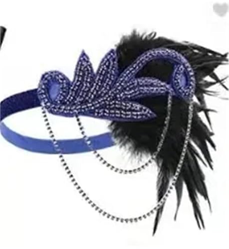 Feder-Kopfschmuck für Damen Ecowalson 1920er-Jahre-Stirnband, Kostüm-Requisiten, Charleston-Kostümzubehör, Flapper-Kopfbedeckung, tolles Gatsby-Stirnband mit Federperlen(GRAY) von JCXIOC