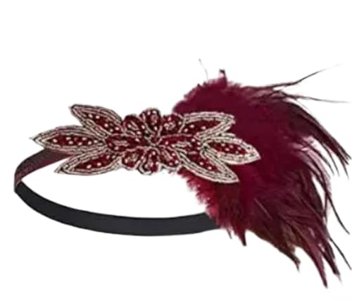 Feder-Kopfschmuck für Damen Ecowalson 1920er-Jahre-Stirnband, Kostüm-Requisiten, Charleston-Kostümzubehör, Flapper-Kopfbedeckung, tolles Gatsby-Stirnband mit Federperlen(Green) von JCXIOC