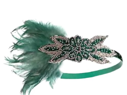 Feder-Kopfschmuck für Damen Ecowalson 1920er-Jahre-Stirnband, Kostüm-Requisiten, Charleston-Kostümzubehör, Flapper-Kopfbedeckung, tolles Gatsby-Stirnband mit Federperlen(PURPLE) von JCXIOC