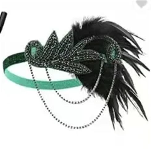Feder-Kopfschmuck für Damen Ecowalson 1920er-Jahre-Stirnband, Kostüm-Requisiten, Charleston-Kostümzubehör, Flapper-Kopfbedeckung, tolles Gatsby-Stirnband mit Federperlen(Pink) von JCXIOC