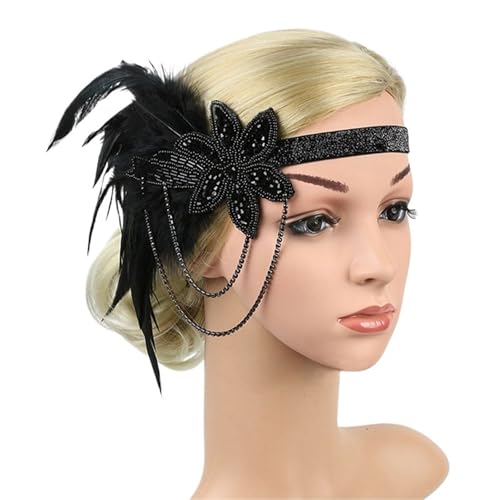 Feder-Kopfschmuck für Damen Frauen Maskerade Leistung Kopfbedeckung Haarband Kopfschmuck Feder Stirnband Vintage Party Strass Haarschmuck(Style 05) von JCXIOC