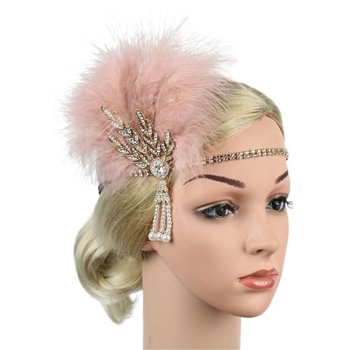 Feder-Kopfschmuck für Damen Frauen Maskerade Leistung Kopfbedeckung Haarband Kopfschmuck Feder Stirnband Vintage Party Strass Haarschmuck(Style 09) von JCXIOC