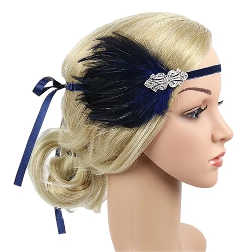 Feder-Kopfschmuck für Damen Haarschmuck, schwarzes Strass-Perlen-Pailletten-Haarband, 1920er-Jahre-Vintage-Kopfschmuck for Damen, Feder-Stirnband(Color4) von JCXIOC