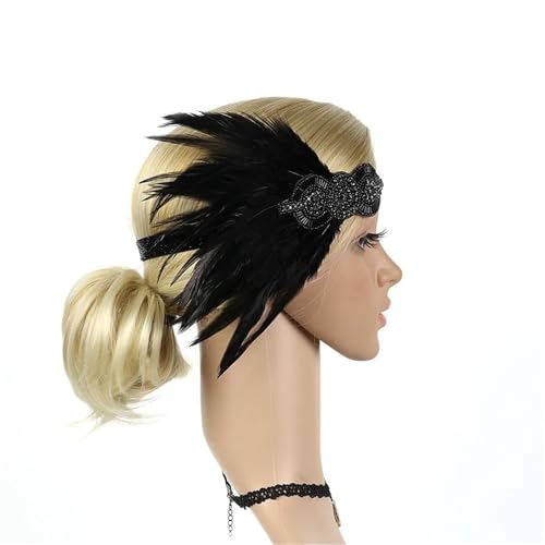 Feder-Kopfschmuck für Damen Kopfschmuck Feder Stirnband Vintage Frau Party Haarschmuck(A) von JCXIOC