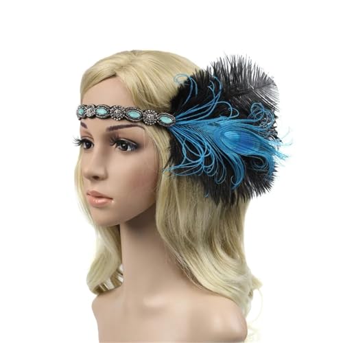 Feder-Kopfschmuck für Damen Kopfschmuck Feder Stirnband Vintage Frau Party Haarschmuck(C) von JCXIOC