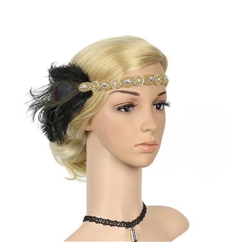 Feder-Kopfschmuck für Damen Kopfschmuck Feder Stirnband Vintage Frau Party Haarschmuck(D) von JCXIOC