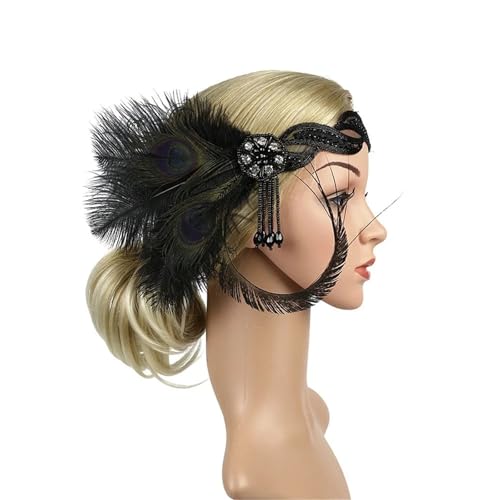 Feder-Kopfschmuck für Damen Kopfschmuck Feder Stirnband Vintage Frau Party Haarschmuck(H) von JCXIOC