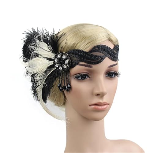 Feder-Kopfschmuck für Damen Kopfschmuck Feder Stirnband Vintage Frau Party Haarschmuck(J) von JCXIOC