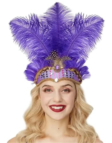 Feder-Kopfschmuck für Damen Kristallkrone Feder Kopfschmuck(PURPLE) von JCXIOC