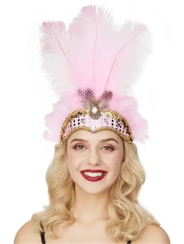 Feder-Kopfschmuck für Damen Kristallkrone Feder Kopfschmuck(Pink) von JCXIOC
