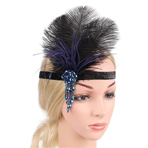 Feder-Kopfschmuck für Damen Schwarzes Feder-Stirnband, Kopfbedeckung, Damen-Kopfbedeckung, Party-Haar-Accessoires(Color6) von JCXIOC
