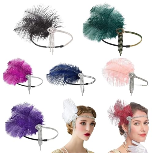 Feder-Kopfschmuck für Damen Stirnband Feder Kopfschmuck 20er Jahre Accessoire(Color3) von JCXIOC