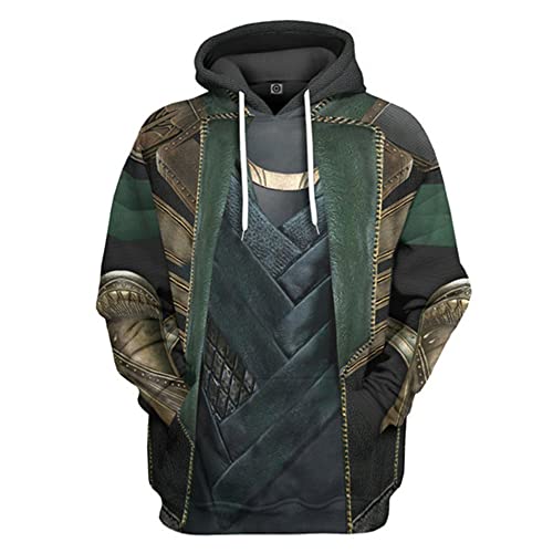 JCYY Unisex Anime Hoodies Pullover Kapuze Sweatshirt Pop Tops Beiläufig Kapuzenpullover mit Tasche Cosplay Kostüm Geburtstag Geschenk zum Herren Damen Jungs Mädchen Kinder,Loki,S von JCYY