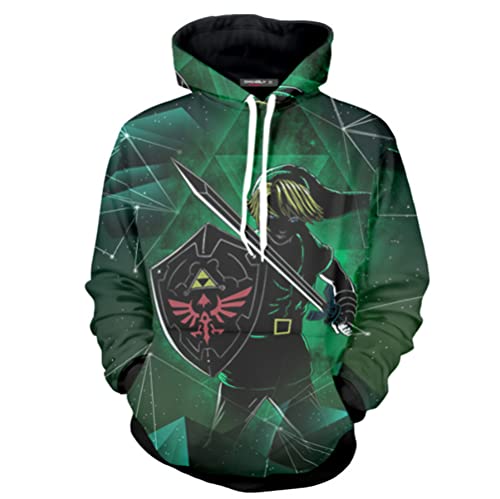 JCYY Unisex Anime Hoodies Pullover Kapuze Sweatshirt Pop Tops Beiläufig Kapuzenpullover mit Tasche Cosplay Kostüm Geburtstag Geschenk zum Herren Damen Jungs Mädchen Kinder,Zelda,5XL von JCYY