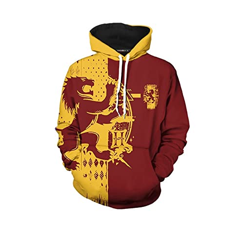 Magie Potter Hoodies Pullover Kapuze Sweatshirt Pop Tops Beiläufig Kapuzenpullover mit Tasche Cosplay Kostüm Geburtstag Geschenk zum Herren Damen Jungs Mädchen Kinder,Gryffindor,XL von JCYY