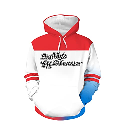 Unisex Anime Hoodies Pullover Kapuze Sweatshirt Pop Tops Beiläufig Kapuzenpullover mit Tasche Cosplay Hoody Geburtstag Geschenk zum Herren Damen Jungs Mädchen Kinder,Harley Quinn,L von JCYY