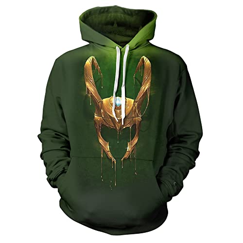 Unisex Anime Hoodies Pullover Kapuze Sweatshirt Pop Tops Beiläufig Kapuzenpullover mit Tasche Cosplay Kostüm Geburtstag Geschenk zum Herren Damen Jungs Mädchen Kinder,Loki,4XL von JCYY