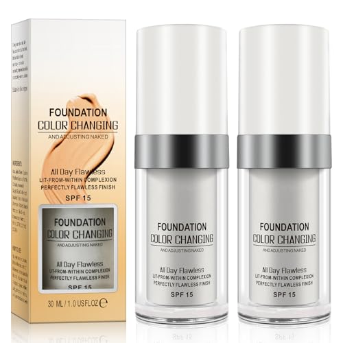 2 Pack Color Changing Foundation, Farbwechselnde Foundation, Concealer Abdeckung Makelloses Color Changing Foundation Grundierung Versteckt Falten und Linien SPF15, Farbwechsel Grundierung Warm Skin 2 Pack Color Changing Foundation, Farbwechselnde Foundation, Concealer Abdeckung Makelloses Color Changing Foundation Grundierung Versteckt Falten und Linien SPF15, Farbwechsel Grundierung Warm Skin von JCZQDRPC