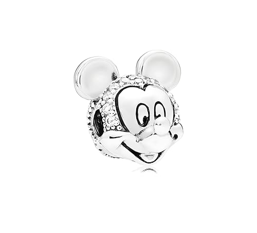 D 28 Charm Mickey con Circonitas, Plata de Ley 925, Compatible con Pulsera Pandora von JCaleydo