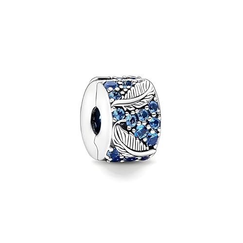 G 203 Charm Clip Blätter blaue Zirkonia, 925er Sterlingsilber, Kompatibel mit Pandora Armband von JCaleydo