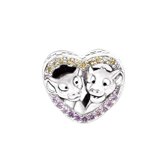 D 20 Charm Simba y Nala, Plata de Ley 925, Compatible con Pulsera Pandora von JCaleydo