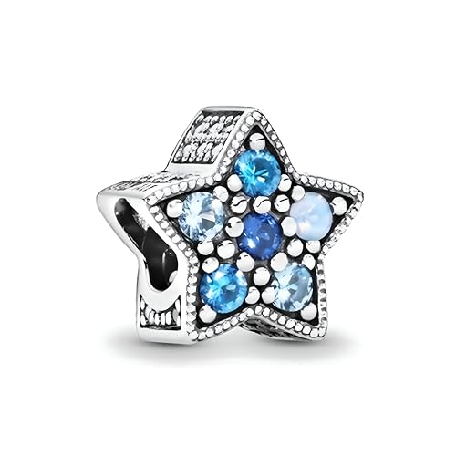 G 172 Charm blaue Zirkonia Stern, 925er Sterlingsilber, Kompatibel mit Pandora Armband von JCaleydo