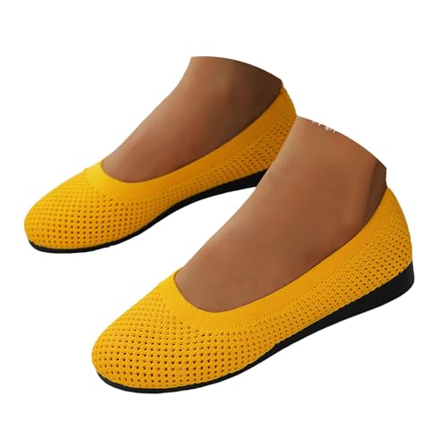 JClorix Damen Ballerinas Slip‑On – Bequeme, rutschfeste Flache Sommerschuhe für Dirndl & Alltag, Atmungsaktiver Strick, Weite H, Gr. 36–43 von JClorix