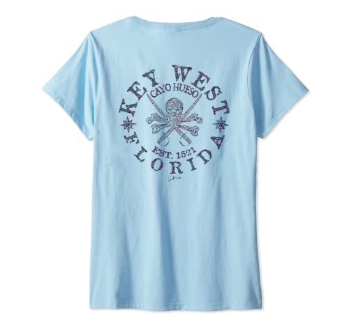 Damen JCombs: Key West, Florida, Pirat T-Shirt mit V-Ausschnitt von JCombs