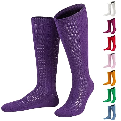 JD Damen Trachtensocken Trachtenstrümpfe Zopf Socken, Göße:39-41, Farbe:Lila von JD