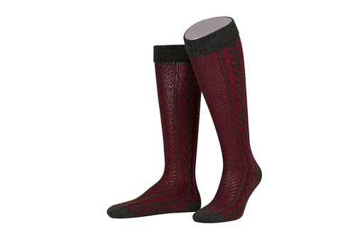 JD Jagd - Kniebundstrumpf Jacquard in oliv/rot aus Schurwolle, Größe 42/43 von JD