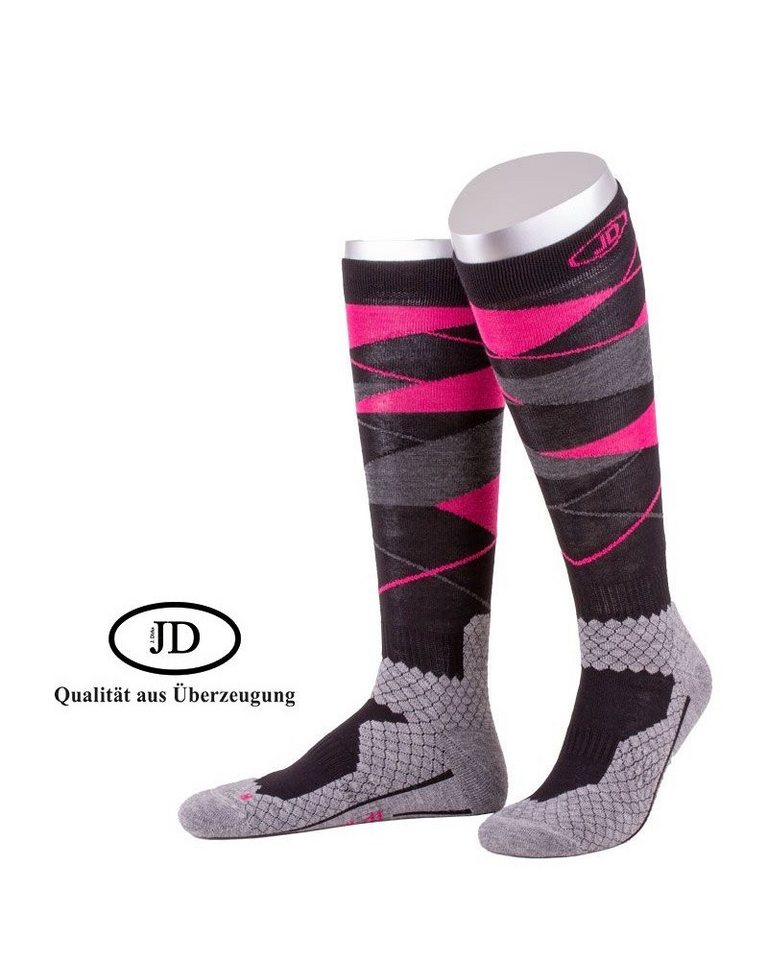 JD Kniestrümpfe All Season ThermoCool Reitstrumpf (Argyle-Muster) grau/fuchsia Herren von JD