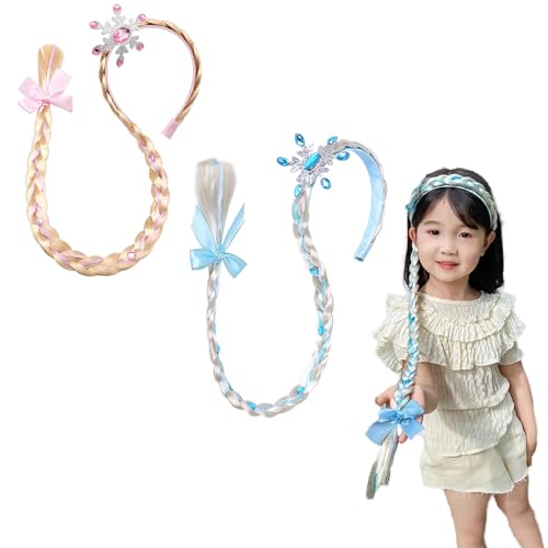 JDCMEI Mädchen Haarband Zopf Geflochten, 2 Stück Haarreif Prinzessin Zopf, Rapunzel Perücke Geflochtene Perückenschnüre für Mädchen Geflochten Prinzessin Perücken für Prinzessinnentheater, Cosplay von JDCMEI