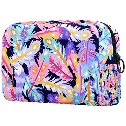 Bunte Federn Muster Schminkpinsel Beauty Bag Organizer Kosmetiktasche von JDEZ