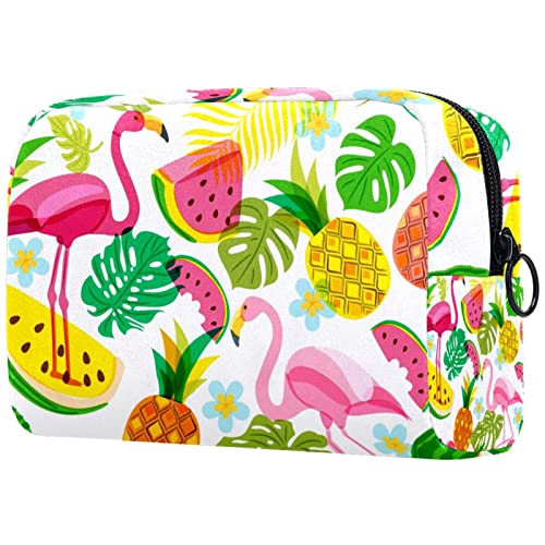 Flamingo Wassermelone Und Ananas Reisetaschen Für Toilettenartikel Kosmetiktasche Für Damen Mädchen von JDEZ