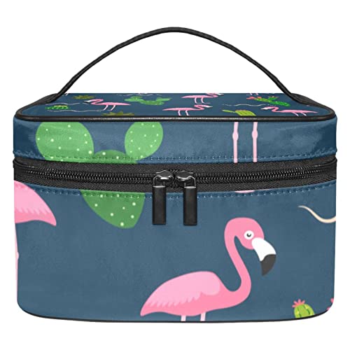 Flamingo und Kaktus Kosmetiktasche Reise-Make-up-Organizer mit großem Fassungsvermögen von JDEZ