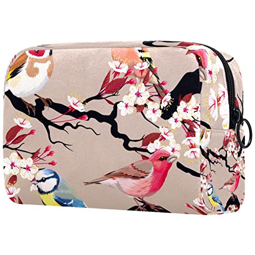 Floral Blumen und Vogel Kosmetiktasche Kosmetiktaschen für Frauen und Mädchen von JDEZ