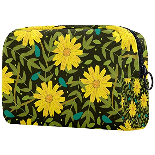 Gelbe Blumen Reisetaschen für Toilettenartikel Kosmetiktasche für Frauen Mädchen von JDEZ