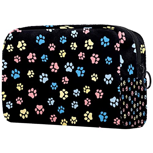 Katze Fußabdruck Tier Pfoten Muster Reisetaschen Für Toilettenartikel Kosmetiktasche Für Damen Mädchen von JDEZ