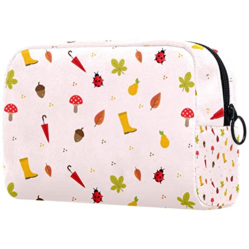 Marienkäfer und Pilz-Muster Schminkpinsel Beauty Bag Organizer Kosmetiktasche von JDEZ