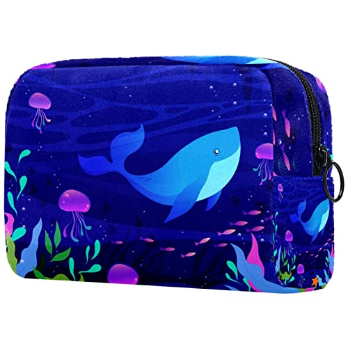Unterwasser-Blauwal Kosmetiktasche Kosmetiktaschen für Frauen und Mädchen von JDEZ