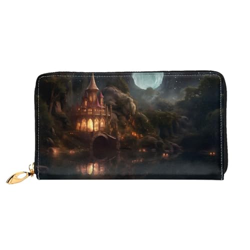 Castle In The Forest Muster Damen Geldbörse Lange Clutch Geldbörse Kreditkartenetui Geldbörse Reise Münzbörse Schwarz One Size, Schwarz , Einheitsgröße von JDFHGNU